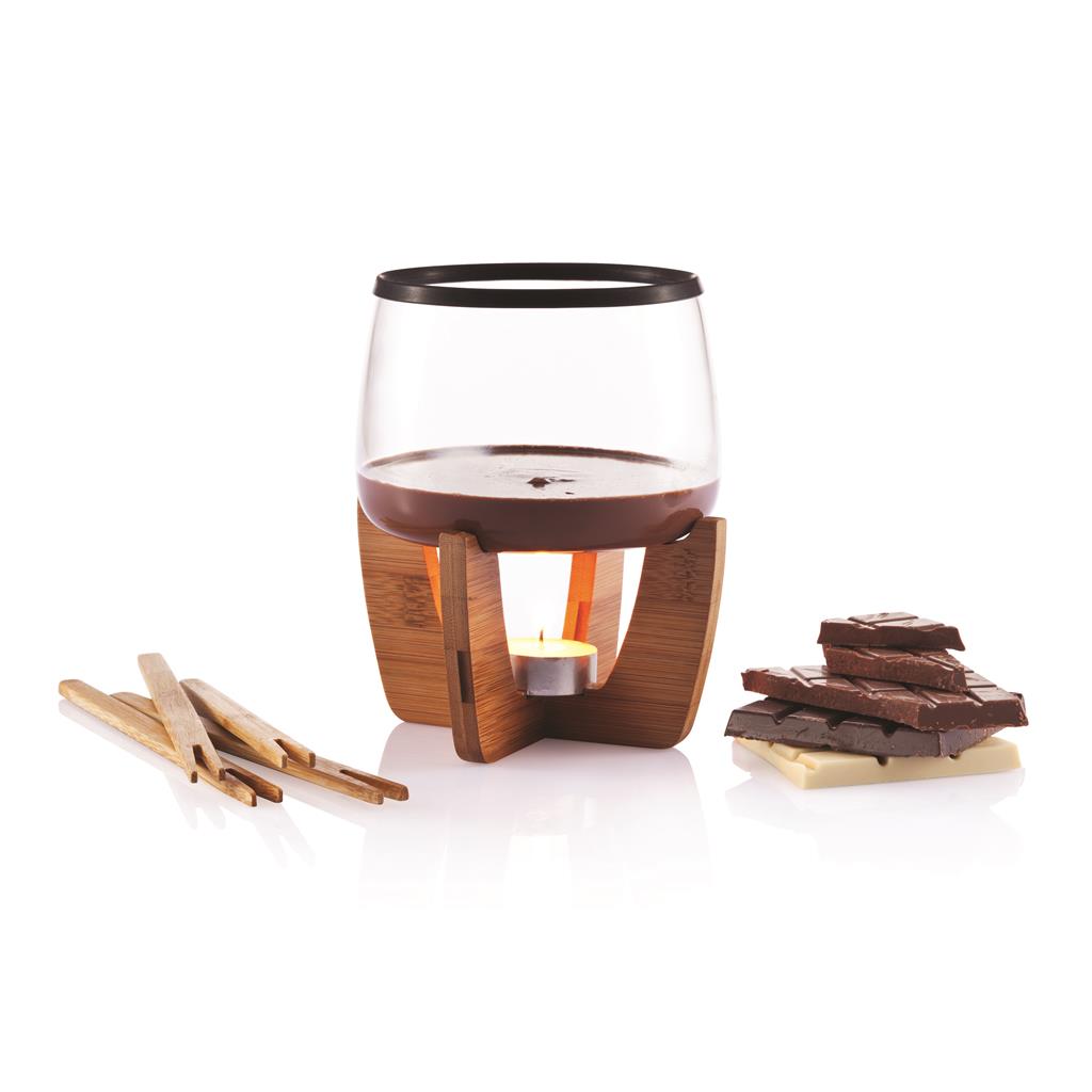 Cocoa chocolate fondue set, black/brown